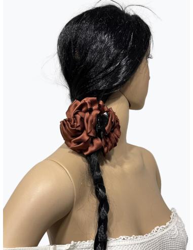 PINZAS DE FLORES MARRON TEJA PARA EL CABELLO | ACCESORIOS PELO MUJER