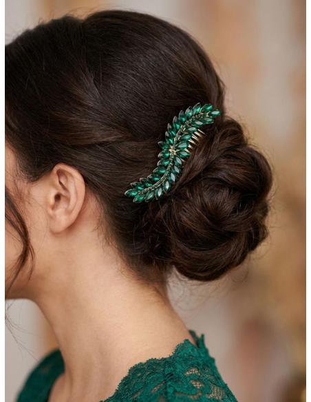 PEINETAS DE INVITADA DE BODA PEDRERIA FIESTA VERDE | MADRINAS