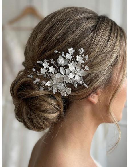PEINETAS PARA BODAS Y FIESTA CON FLORES VERDE AGUA | NOVIA MADRINA INVITADA