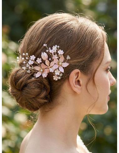 PEINETAS PARA BODAS Y FIESTA CON FLORES ROSAS | NOVIA MADRINA INVITADA