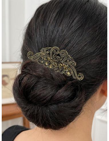 PEINETAS INVITADA Y MADRINA DE BODA DORADO VIEJO | ESTILO VINTAGE FIESTA