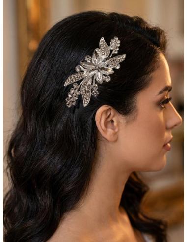 PEINETAS DE FIESTA Y BODA CON PEDRERIA PLATEADA | MADRINAS E INVITADAS