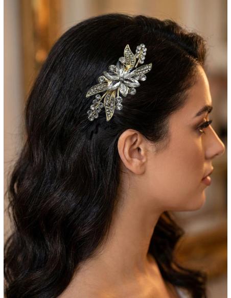 PEINETAS DE FIESTA Y BODA CON PEDRERIA DORADA | MADRINAS E INVITADAS