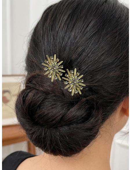 HOQUILLAS DE BODA ESTRELLA BRILLO DORADA | NOVIA INVITADA MADRINA