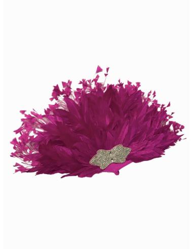 ABANICOS DE FIESTA CON PEDRERIA Y PLUMAS FUCSIAS | BODA Y EVENTO