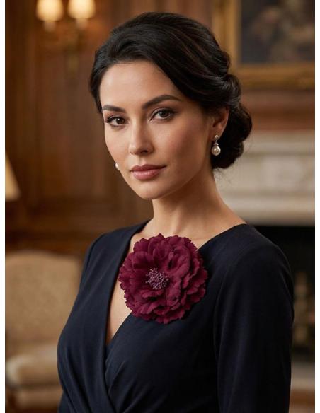 FLORES BODA Y FIESTA VINO BURDEOS BROCHE Y PINZA | ACCESORIOS MUJER