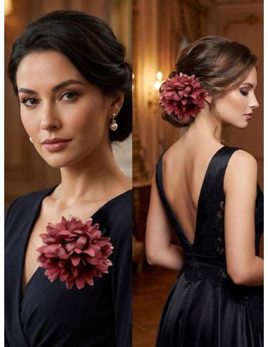 FLORES BODA Y FIESTA VINO BURDEOS BROCHE Y PINZA | ACCESORIOS MUJER