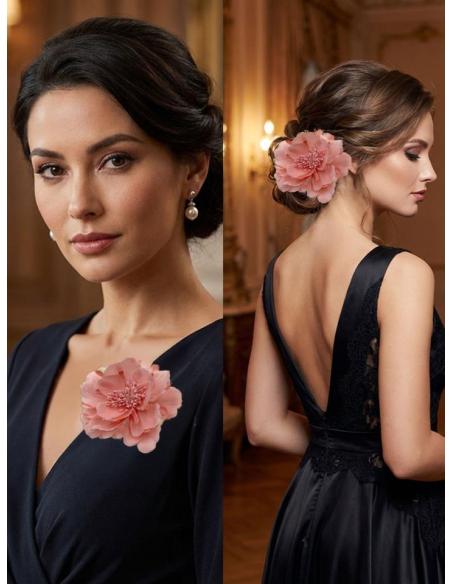 FLORES BODA Y FIESTA DE TELA ROSAS | PINZA Y BROCHE