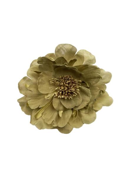 FLORES BODA Y FIESTA DORADAS DE TELA | PINZA Y BROCHE