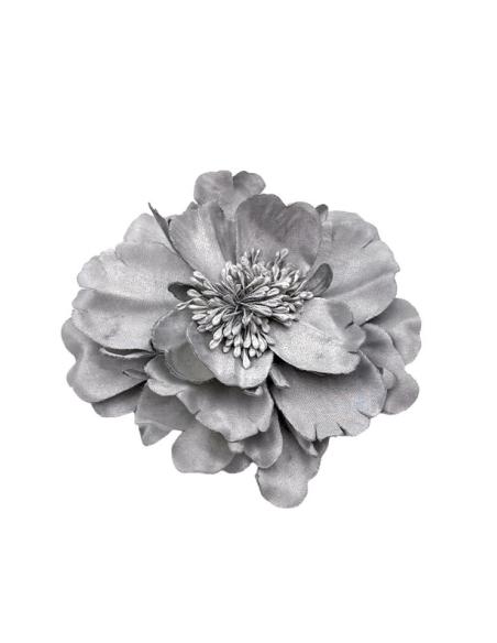 FLORES BODA Y FIESTA PLATEADAS DE TELA | PINZA Y BROCHE