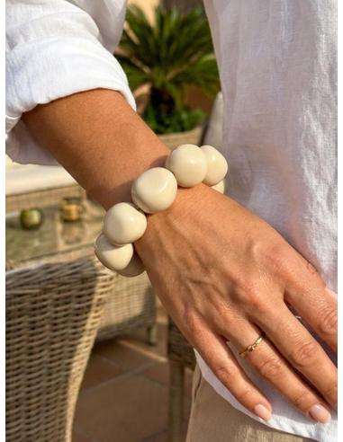 PULSERAS BEIGE DE MUJER ELASTICAS GRANDES | BAUTIZO