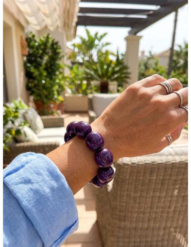 PULSERAS MORADAS DE MUJER ELASTICAS GRANDES | BAUTIZO