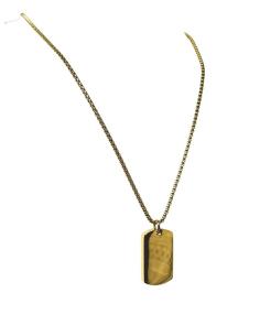 COLLAR HOMBRE CADENA DORADA CON CHAPA MILITAR| JOYAS ACERO 2