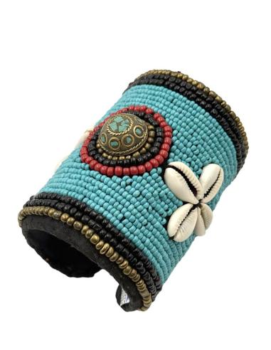 BRAZALETES TURQUESAS ETNICO ANCHO | MODA BOHO MUJER