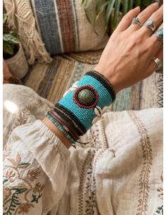 BRAZALETES TURQUESAS ETNICO ANCHO | MODA BOHO MUJER 2