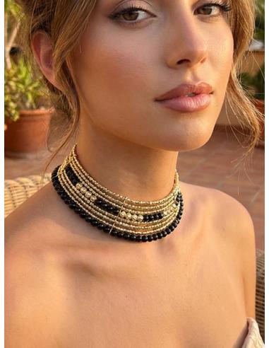 COLLARES CHOKER DORADO Y NEGRO ESTILO CASUAL | MODA MUJER