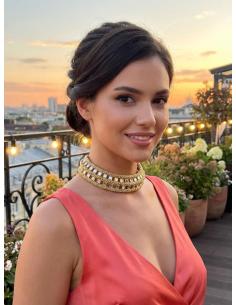 CHOKER MUJER DE FIESTA DORADO APLICACIONES BRILLO | ACCESORIO MODA 2