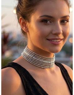 COLLARES DE MUJER CHOKER PLATEADO DE FIESTA Y BODA | BAUTIZO Y COMUNION