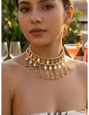CHOKER DORADO DE FIESTA Y BODA LOOK INVITADA | COLLAR MUJER