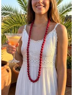 COLLARES MUJER LARGOS ROJOS DE SEDA | ELEGANTES PARA BAUTIZOS 2