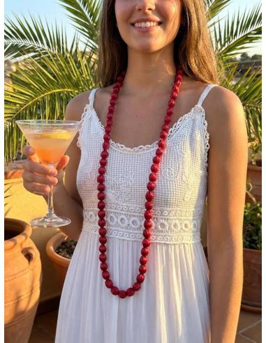COLLARES MUJER LARGOS ROJOS DE SEDA | ELEGANTES PARA BAUTIZOS