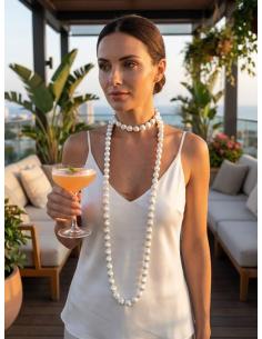 Imagen del producto COLLARES MUJER LARGOS BLANCOS DE SEDA | ELEGANTES PARA BAUTIZOS