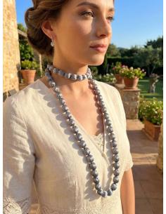 Imagen del producto COLLARES MUJER LARGOS GRISES DE SEDA | ELEGANTES PARA BAUTIZOS