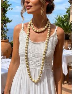 Imagen del producto COLLARES MUJER LARGOS BEIGE DE SEDA | ELEGANTES PARA BAUTIZOS