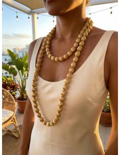 COLLARES MUJER LARGOS DE SEDA DORADO OCRE | ELEGANTES PARA BAUTIZOS