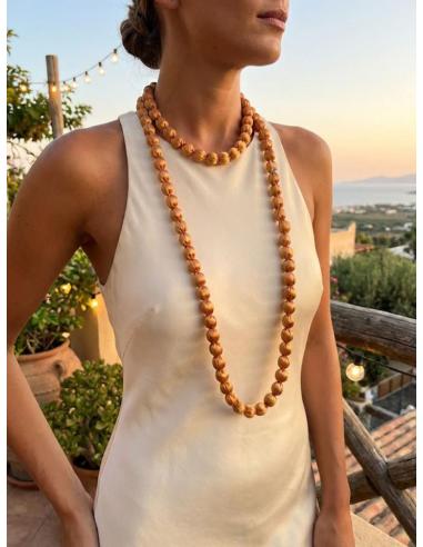COLLARES MUJER LARGOS DE SEDA NARANJA TEJA | ELEGANTES PARA BAUTIZOS