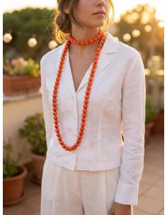 COLLARES MUJER LARGOS NARANJAS DE SEDA | ELEGANTES PARA BAUTIZOS