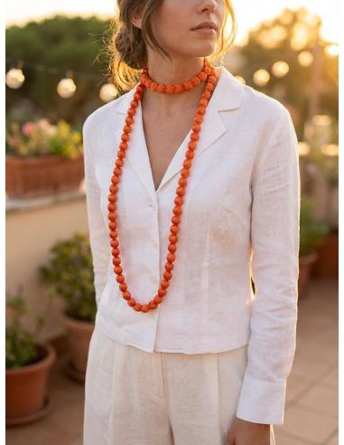 COLLARES MUJER LARGOS NARANJAS DE SEDA | ELEGANTES PARA BAUTIZOS