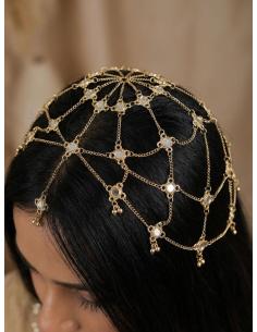 TOCADOS FIESTA CASQUETE DE CADENAS DORADAS | MODA MUJER