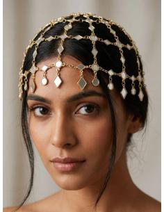 TOCADO BOHO CHIC DORADO CASQUETE DE FIESTA | MODA BOHEMIA