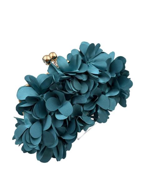 BOLSOS MADRINA E INVITADA AZUL PETROLEO CON FLORES | BAUTIZO Y BODA