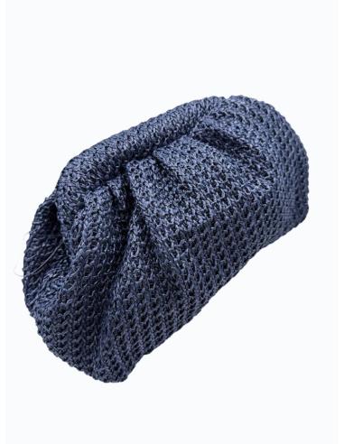 BOLSO DE INVITADA AZUL MARINO DE RAFIA CON BOQUILLA | GRAN CAPACIDAD