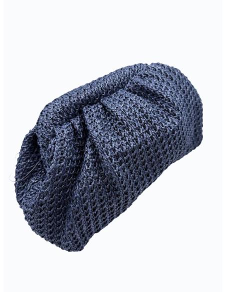 BOLSO DE INVITADA AZUL MARINO DE RAFIA CON BOQUILLA | GRAN CAPACIDAD
