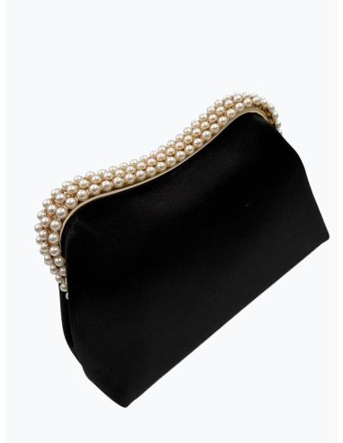 BOLSO MADRINA E INVITADA NEGRO CON BOQUILLA PERLAS | BOLSO DE MANO CON CADENA