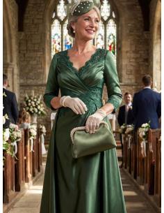 BOLSO INVITADA MADRINA VERDE OLIVA BOQUILLA PERLAS | BOLSO DE MANO CON CADENA 2