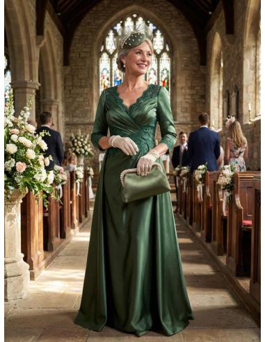 BOLSO INVITADA MADRINA VERDE OLIVA BOQUILLA PERLAS | BOLSO DE MANO CON CADENA