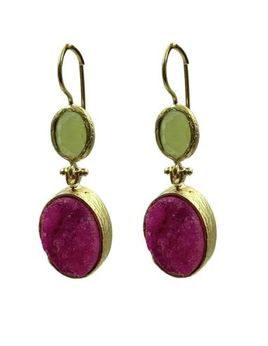 PENDIENTES MUJER CON PIEDRAS DRUSAS NATURALES | LARGOS PARA INVITADA