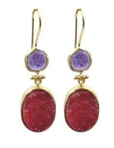 PENDIENTES MUJER CON PIEDRAS DRUSAS NATURALES | LARGOS PARA INVITADA 2
