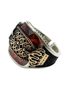 Imagen del producto ANILLOS PLATA DE HOMBRE SELLO CUADRADO GRANATE | JOYA CABALLERO