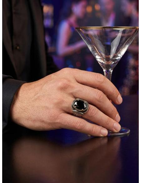 ANILLOS PLATA DE HOMBRE SELLO PIEDRA ONIX NEGRA | JOYA CABALLERO