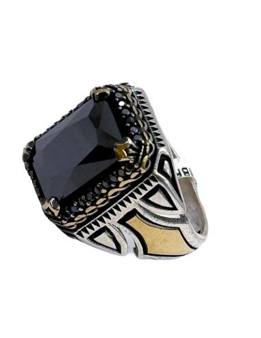 ANILLOS PLATA DE HOMBRE SELLO PIEDRA NEGRA | JOYA CABALLERO