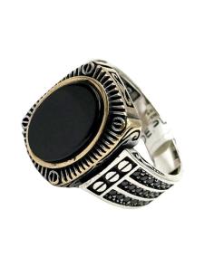 ANILLOS HOMBRE DE PLATA Y NEGRO SELLO ELEGANTE | JOYA CABALLERO