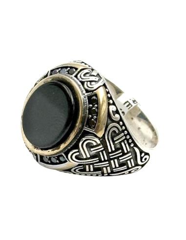 ANILLOS PLATA HOMBRE SELLO PIEDRA NEGRA | JOYA CABALLERO