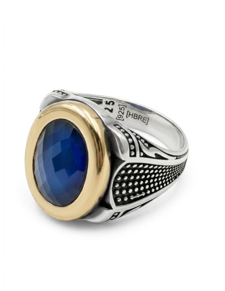 ANILLOS PLATA HOMBRE SELLO PIEDRA FACETADA NEGRA | JOYA CASUAL