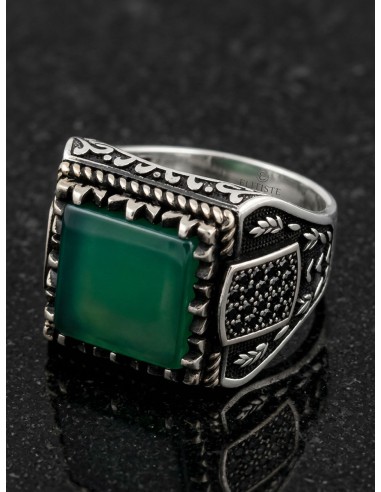 ANILLOS HOMBRE DE PLATA Y JADE VERDE...