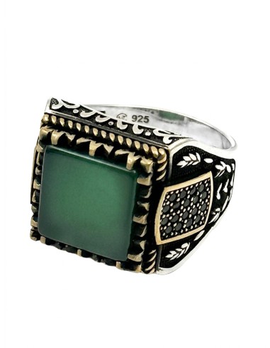 ANILLOS HOMBRE DE PLATA Y JADE VERDE...